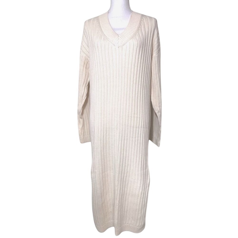 NWT Stitches + Stripes Ribbed V-Neck Maxi Sweater Dress Women Cotton Small Med